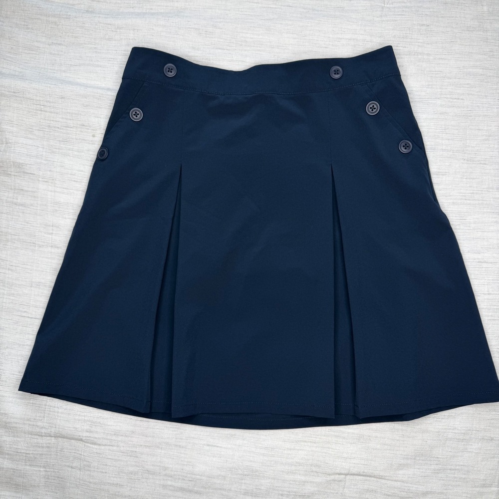 Cat & Jack Girls XL 14 Navy Blue Skort School Uniform Pleated Button Skirt